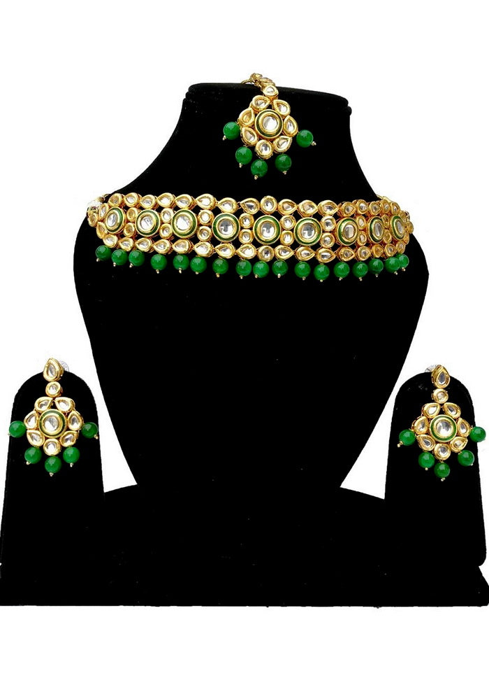 Hand Crafted Base Metal Alloy Gold Plated Kundan Stone Studded Jewellery Sets - Indian Silk House Agencies