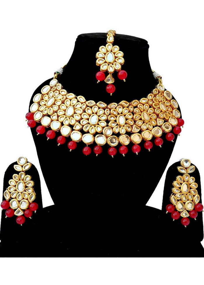 Hand Crafted Base Metal Alloy Gold Plated Kundan Stone Studded Jewellery Sets - Indian Silk House Agencies