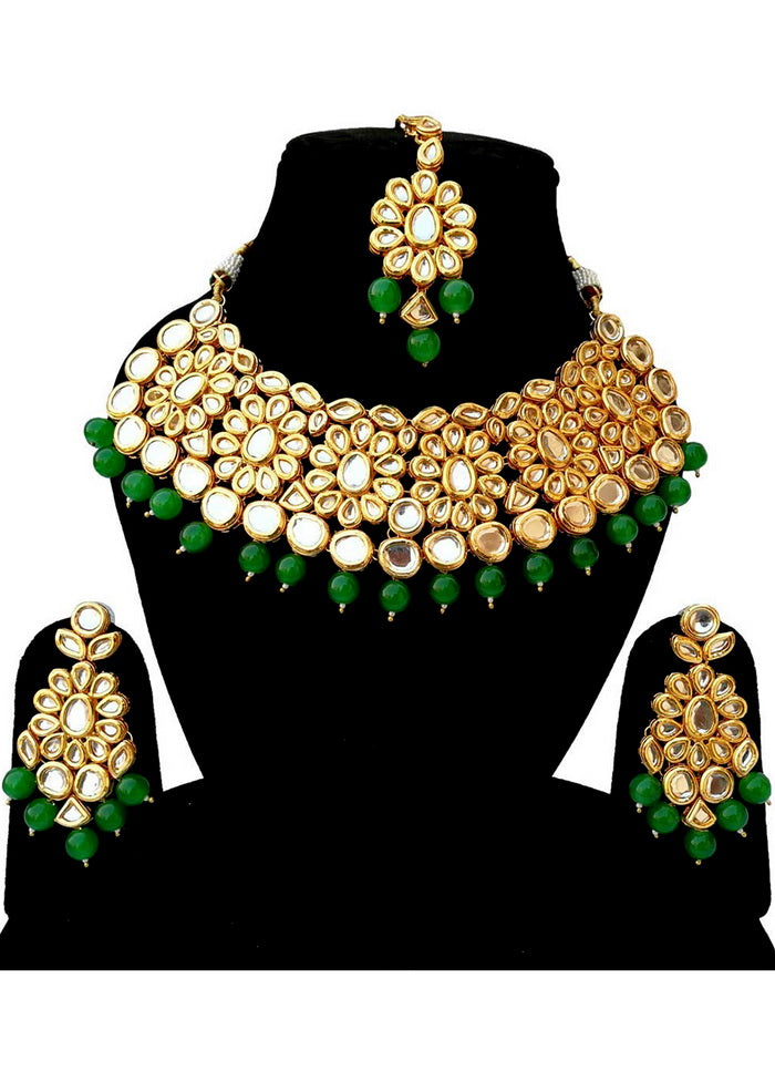Hand Crafted Base Metal Alloy Gold Plated Kundan Stone Studded Jewellery Sets - Indian Silk House Agencies