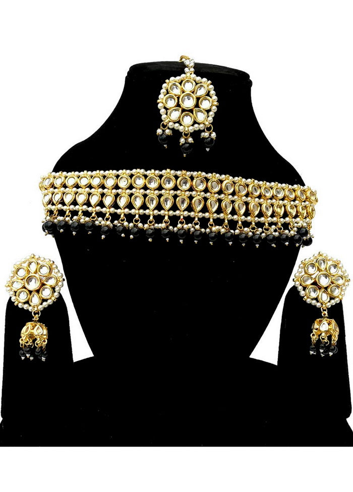 Hand Crafted Base Metal Alloy Gold Plated Kundan Stone Studded Jewellery Sets - Indian Silk House Agencies