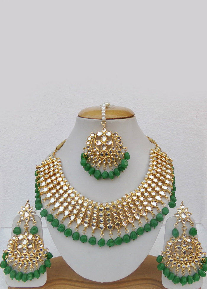 Hand Crafted Base Metal Alloy Gold Plated Kundan Stone Studded Jewellery Sets - Indian Silk House Agencies
