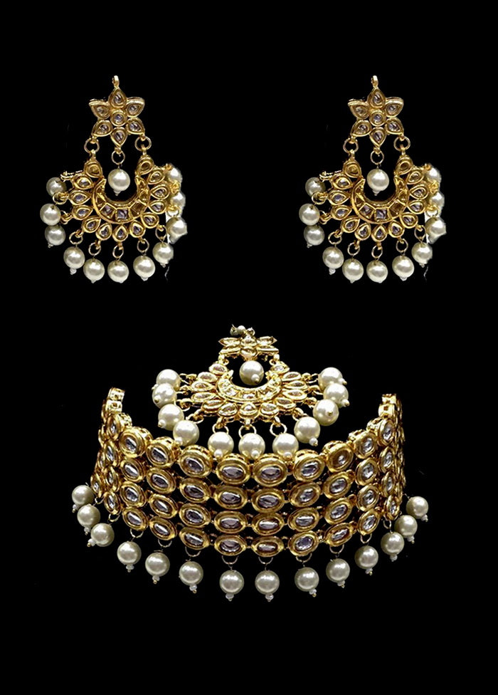 Hand Crafted Base Metal Alloy Gold Plated Kundan Stone Studded Jewellery Sets - Indian Silk House Agencies