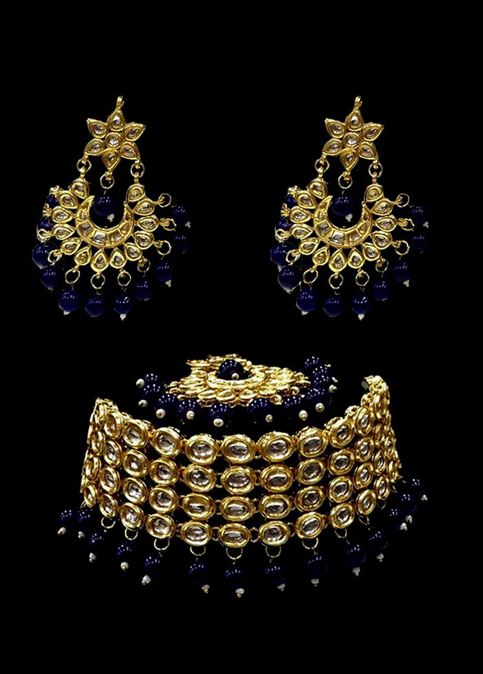 Hand Crafted Base Metal Alloy Gold Plated Kundan Stone Studded Jewellery Sets - Indian Silk House Agencies