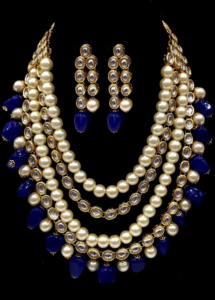 Hand Crafted Base Metal Alloy Gold Plated Kundan Stone Studded Jewellery Sets - Indian Silk House Agencies