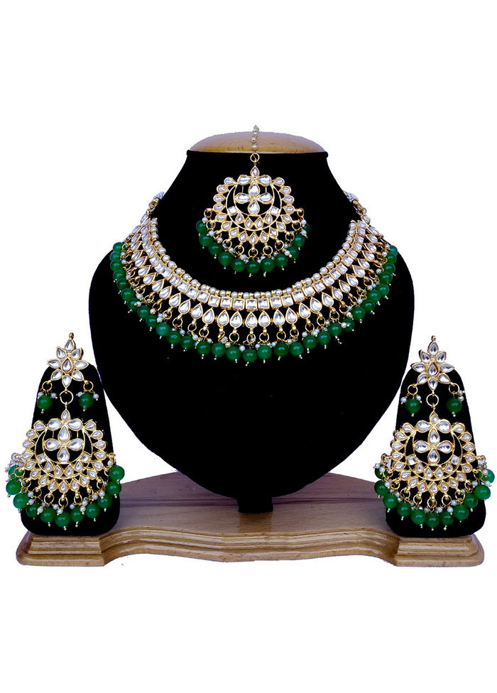 Hand Crafted Base Metal Alloy Gold Plated Kundan Stone Studded Jewellery Sets - Indian Silk House Agencies