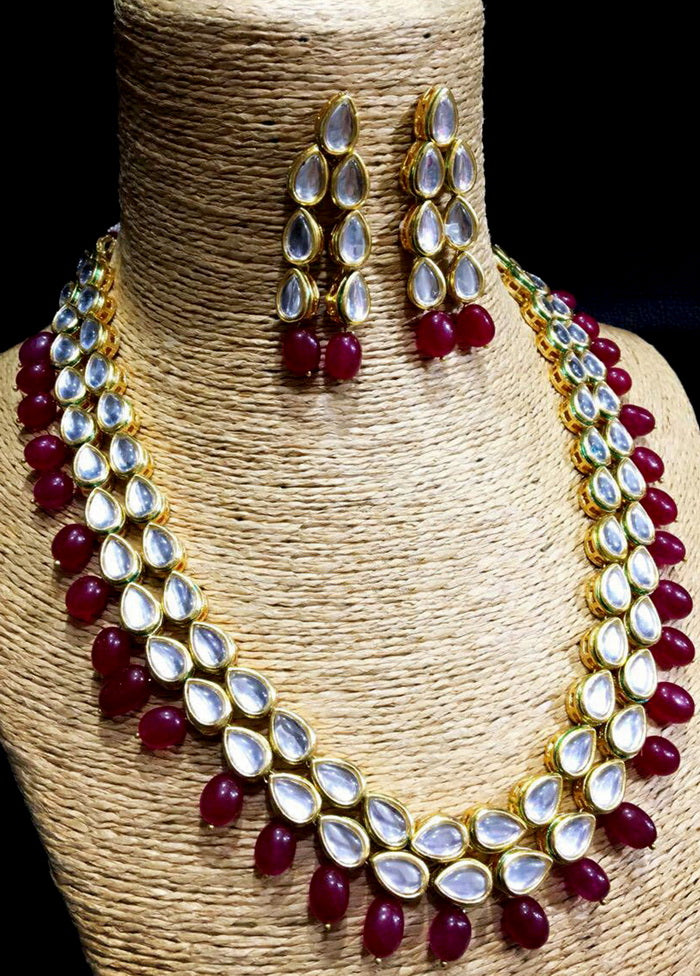 Hand Crafted Base Metal Alloy Gold Plated Kundan Stone Studded Jewellery Sets - Indian Silk House Agencies