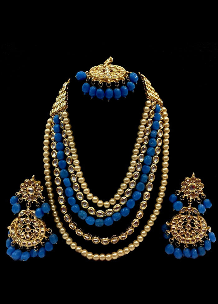 Hand Crafted Base Metal Alloy Gold Plated Kundan Stone Studded Jewellery Sets - Indian Silk House Agencies