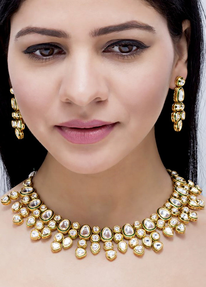 Hand Crafted Base Metal Alloy Gold Plated Kundan Stone Studded Jewellery Sets - Indian Silk House Agencies