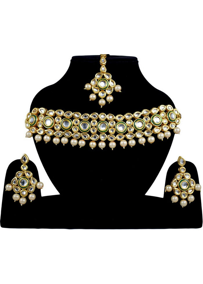 Hand Crafted Base Metal Alloy Gold Plated Kundan Stone Studded Jewellery Sets - Indian Silk House Agencies