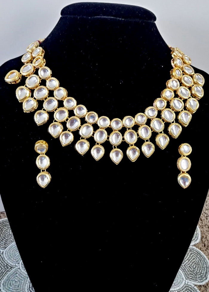 Hand Crafted Base Metal Alloy Gold Plated Kundan Stone Studded Jewellery Sets - Indian Silk House Agencies