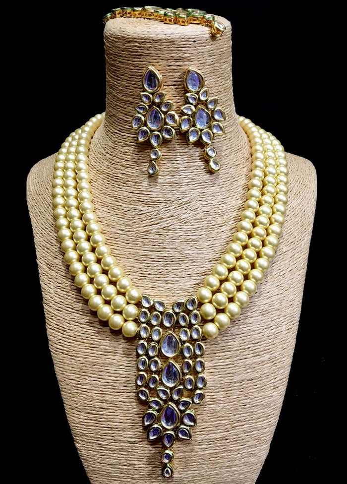 Hand Crafted Base Metal Alloy Gold Plated Kundan Stone Studded Jewellery Sets - Indian Silk House Agencies