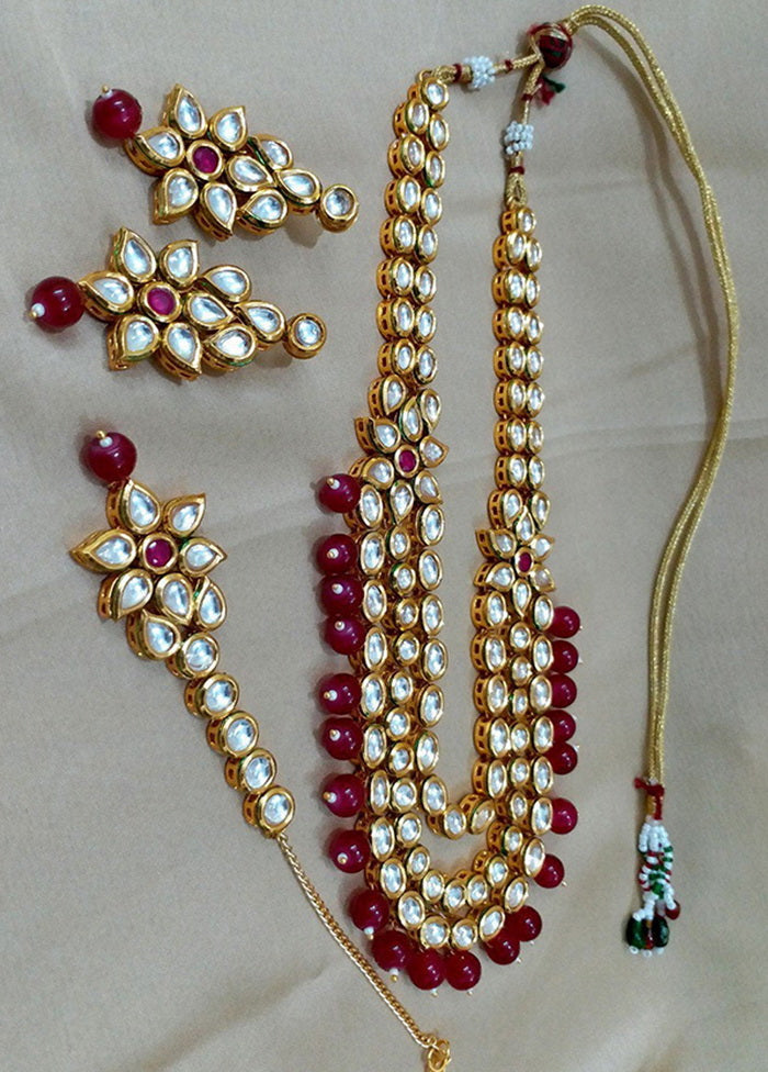 Hand Crafted Base Metal Alloy Gold Plated Kundan Stone Studded Jewellery Sets - Indian Silk House Agencies