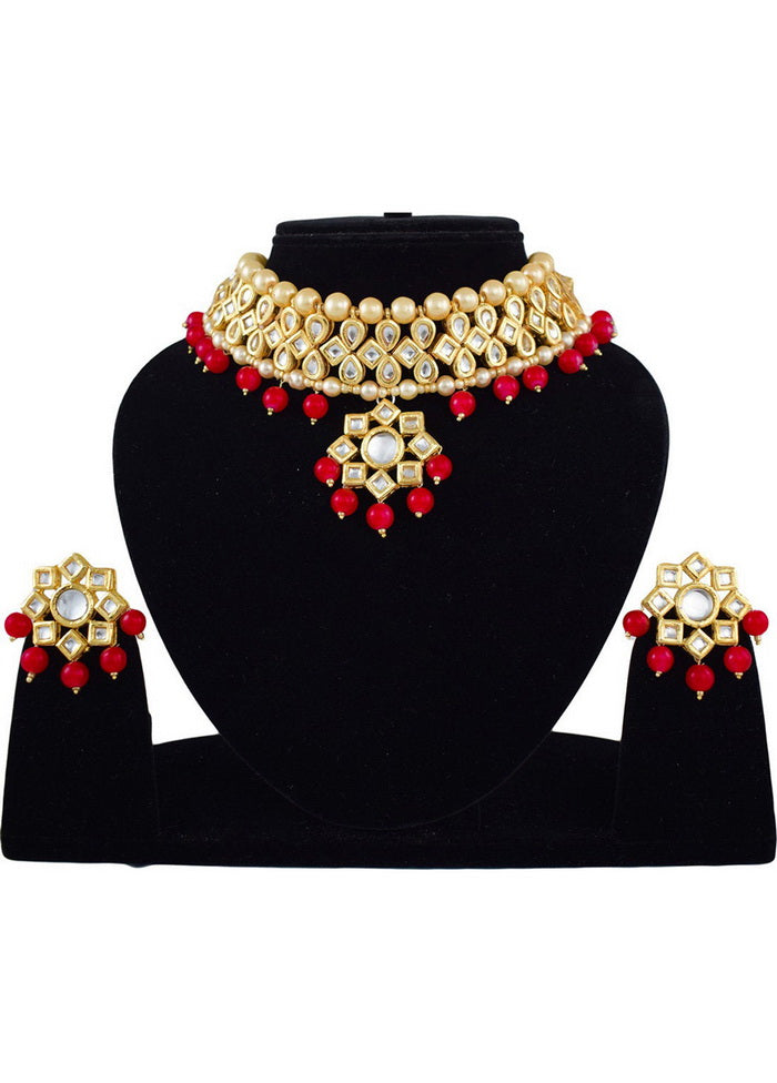 Hand Crafted Base Metal Alloy Gold Plated Kundan Stone Studded Jewellery Sets - Indian Silk House Agencies