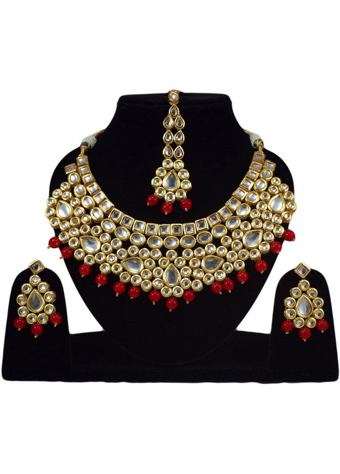 Hand Crafted Base Metal Alloy Gold Plated Kundan Stone Studded Jewellery Sets - Indian Silk House Agencies