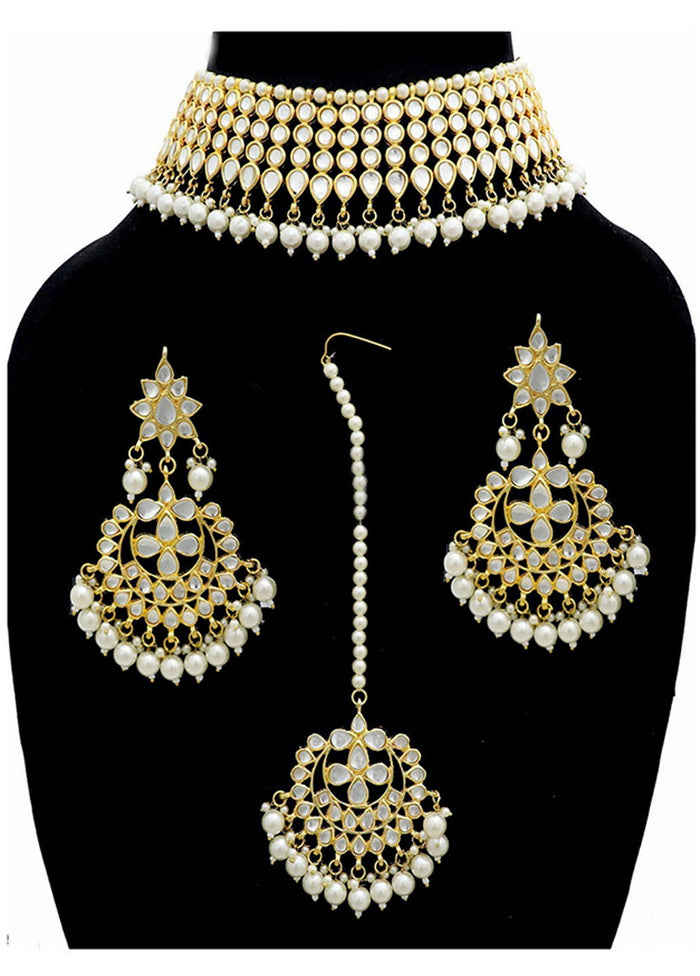 Hand Crafted Base Metal Alloy Gold Plated Kundan Stone Studded Jewellery Sets - Indian Silk House Agencies