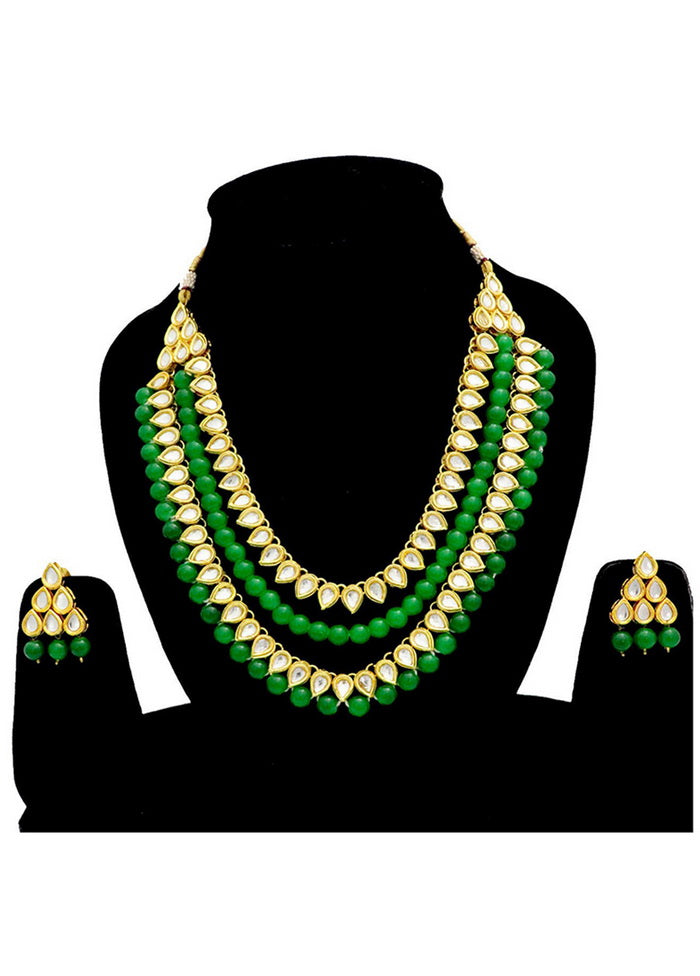 Hand Crafted Base Metal Alloy Gold Plated Kundan Stone Studded Jewellery Sets - Indian Silk House Agencies