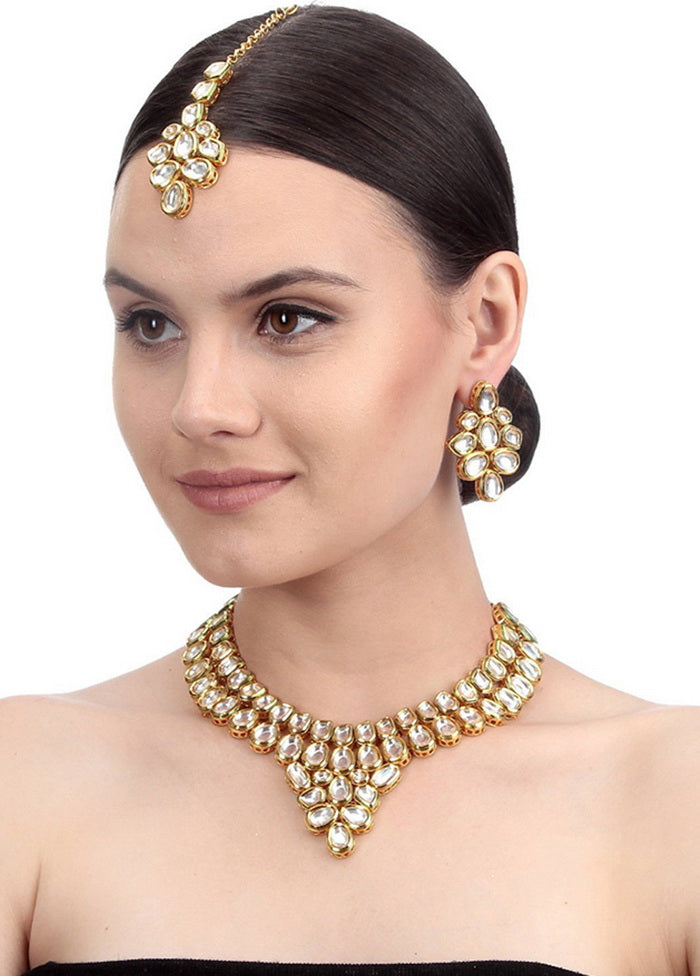 Hand Crafted Base Metal Alloy Gold Plated Kundan Stone Studded Jewellery Sets - Indian Silk House Agencies