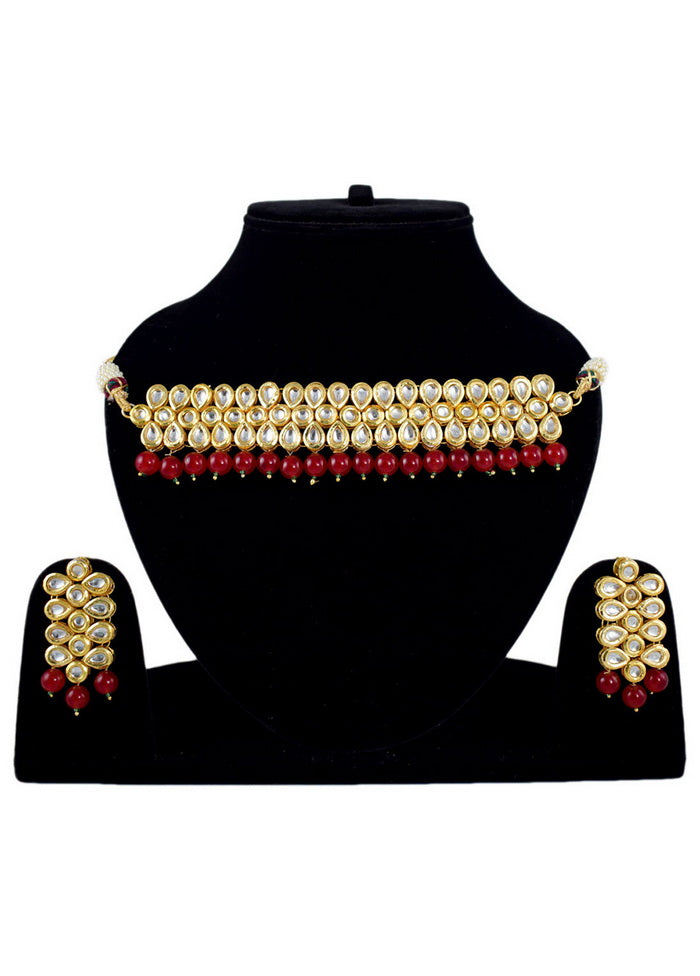 Hand Crafted Base Metal Alloy Gold Plated Kundan Stone Studded Jewellery Sets - Indian Silk House Agencies