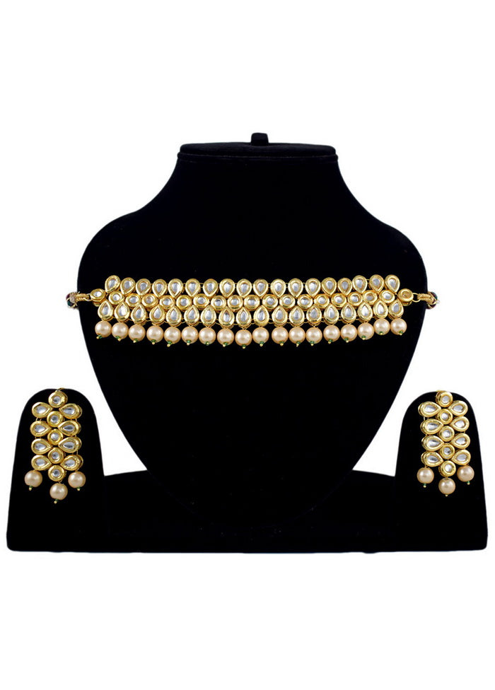 Hand Crafted Base Metal Alloy Gold Plated Kundan Stone Studded Jewellery Sets - Indian Silk House Agencies