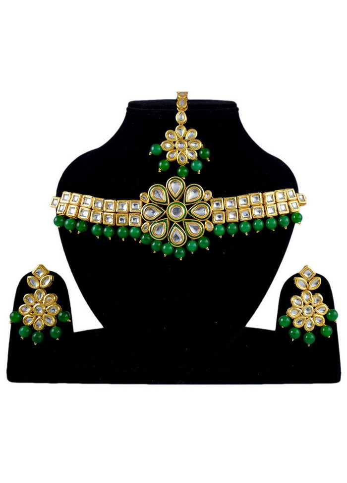 Hand Crafted Base Metal Alloy Gold Plated Kundan Stone Studded Jewellery Sets - Indian Silk House Agencies