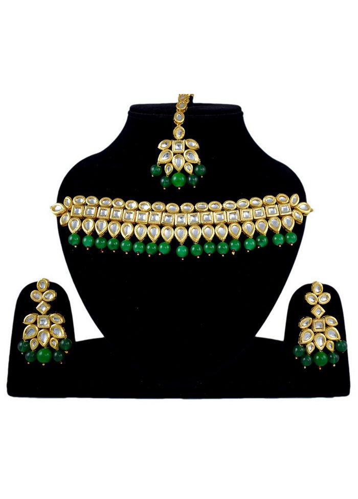 Hand Crafted Base Metal Alloy Gold Plated Kundan Stone Studded Jewellery Sets - Indian Silk House Agencies