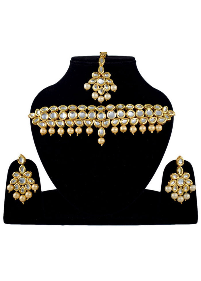 Hand Crafted Base Metal Alloy Gold Plated Kundan Stone Studded Jewellery Sets - Indian Silk House Agencies