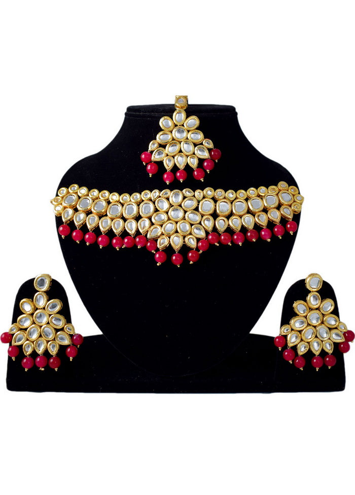 Hand Crafted Base Metal Alloy Gold Plated Kundan Stone Studded Jewellery Sets - Indian Silk House Agencies