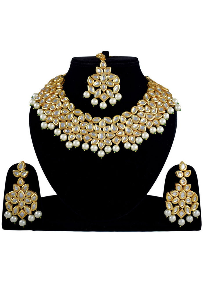 Hand Crafted Base Metal Alloy Gold Plated Kundan Stone Studded Jewellery Sets - Indian Silk House Agencies