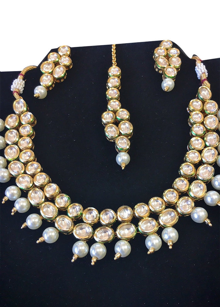 Hand Crafted Base Metal Alloy Gold Plated Kundan Stone Studded Jewellery Sets - Indian Silk House Agencies