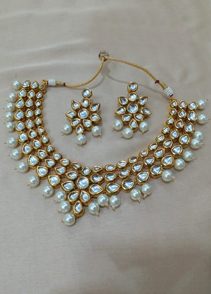 Hand Crafted Base Metal Alloy Gold Plated Kundan Stone Studded Jewellery Sets - Indian Silk House Agencies