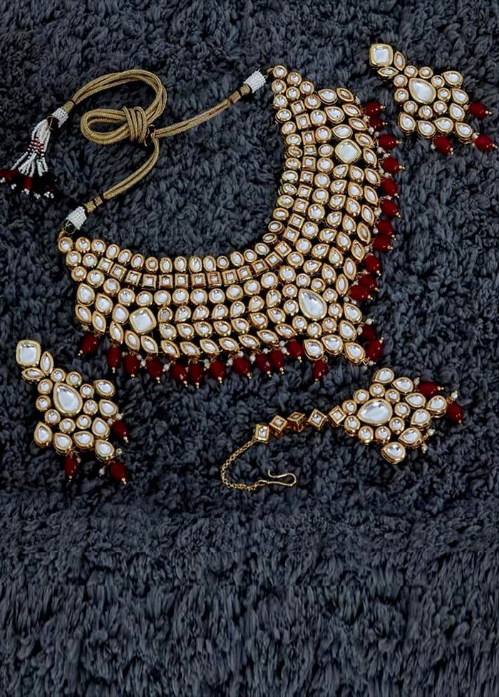 Hand Crafted Base Metal Alloy Gold Plated Kundan Stone Studded Jewellery Sets - Indian Silk House Agencies
