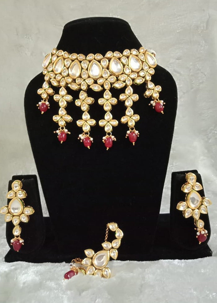 Hand Crafted Base Metal Alloy Gold Plated Kundan Stone Studded Jewellery Sets - Indian Silk House Agencies