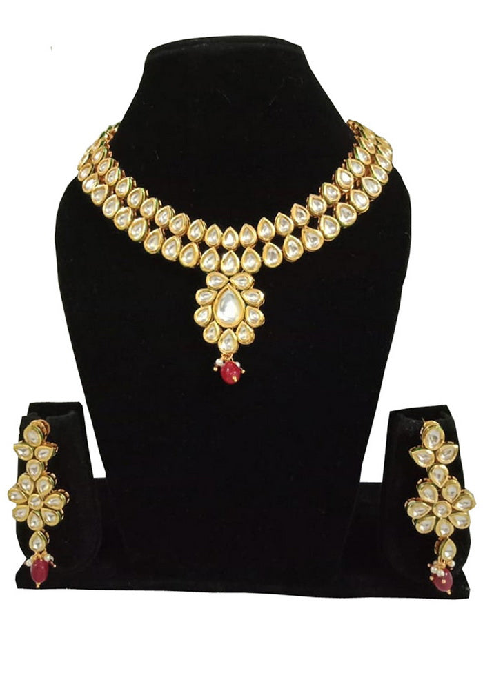 Hand Crafted Base Metal Alloy Gold Plated Kundan Stone Studded Jewellery Sets - Indian Silk House Agencies