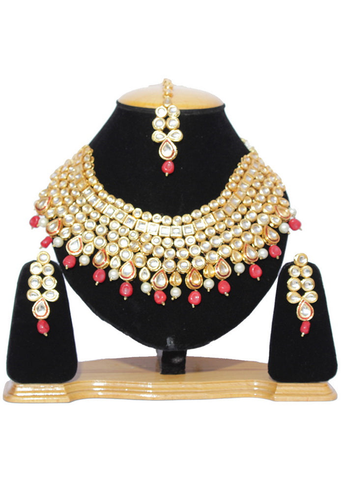 Hand Crafted Base Metal Alloy Gold Plated Kundan Stone Studded Jewellery Sets - Indian Silk House Agencies