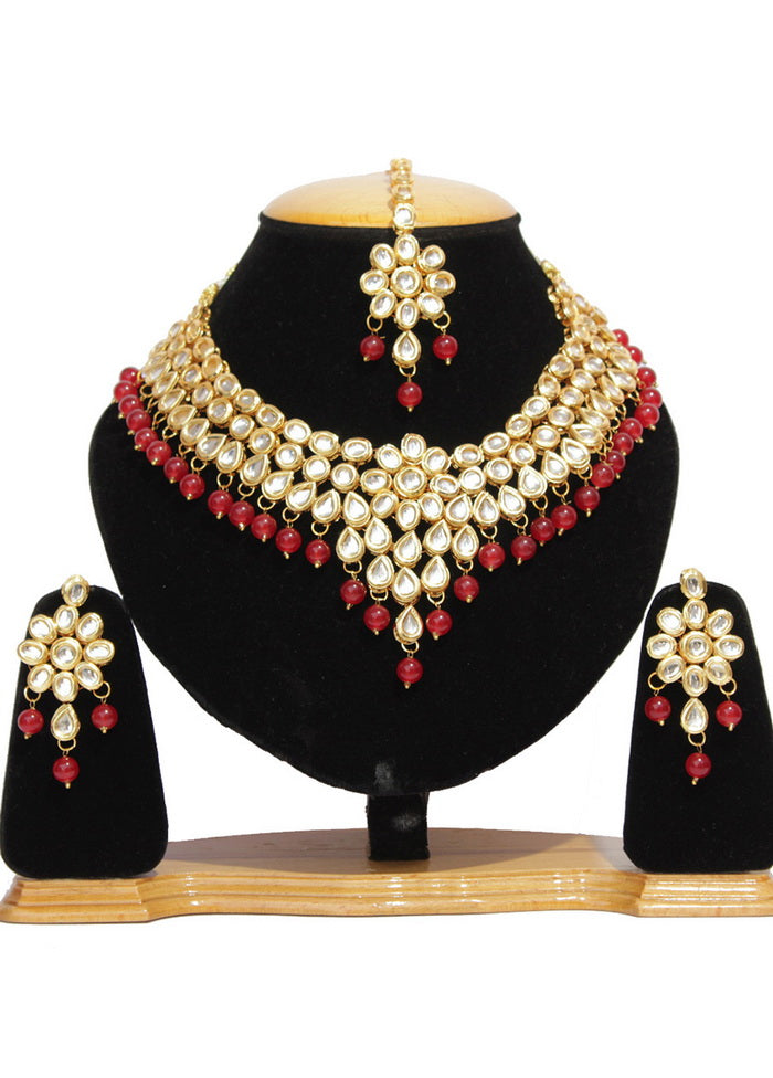 Hand Crafted Base Metal Alloy Gold Plated Kundan Stone Studded Jewellery Sets - Indian Silk House Agencies