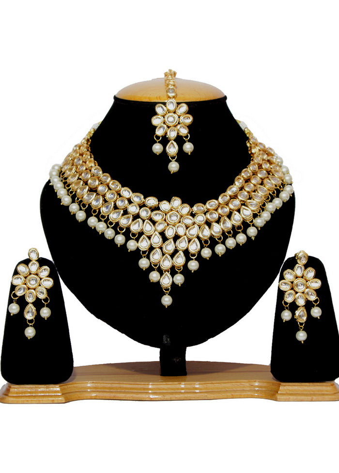 Hand Crafted Base Metal Alloy Gold Plated Kundan Stone Studded Jewellery Sets - Indian Silk House Agencies