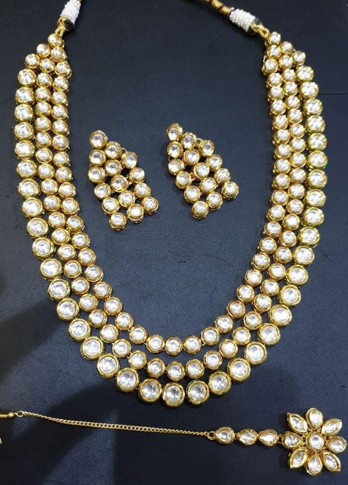 Hand Crafted Base Metal Alloy Gold Plated Kundan Stone Studded Jewellery Sets - Indian Silk House Agencies