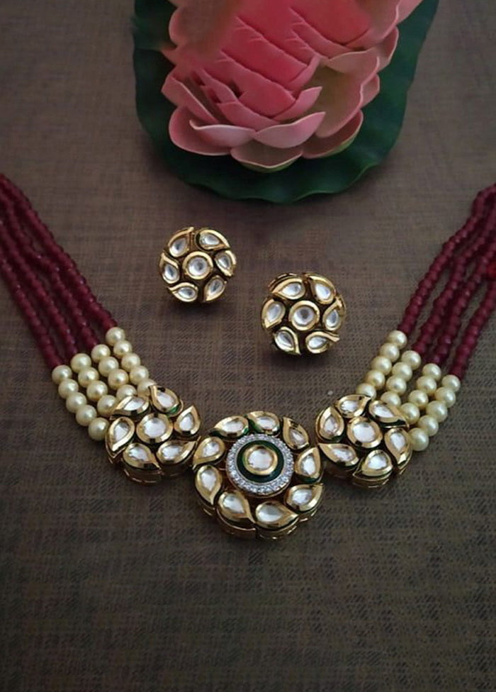 Hand Crafted Base Metal Alloy Gold Plated Kundan Stone Studded Jewellery Sets - Indian Silk House Agencies