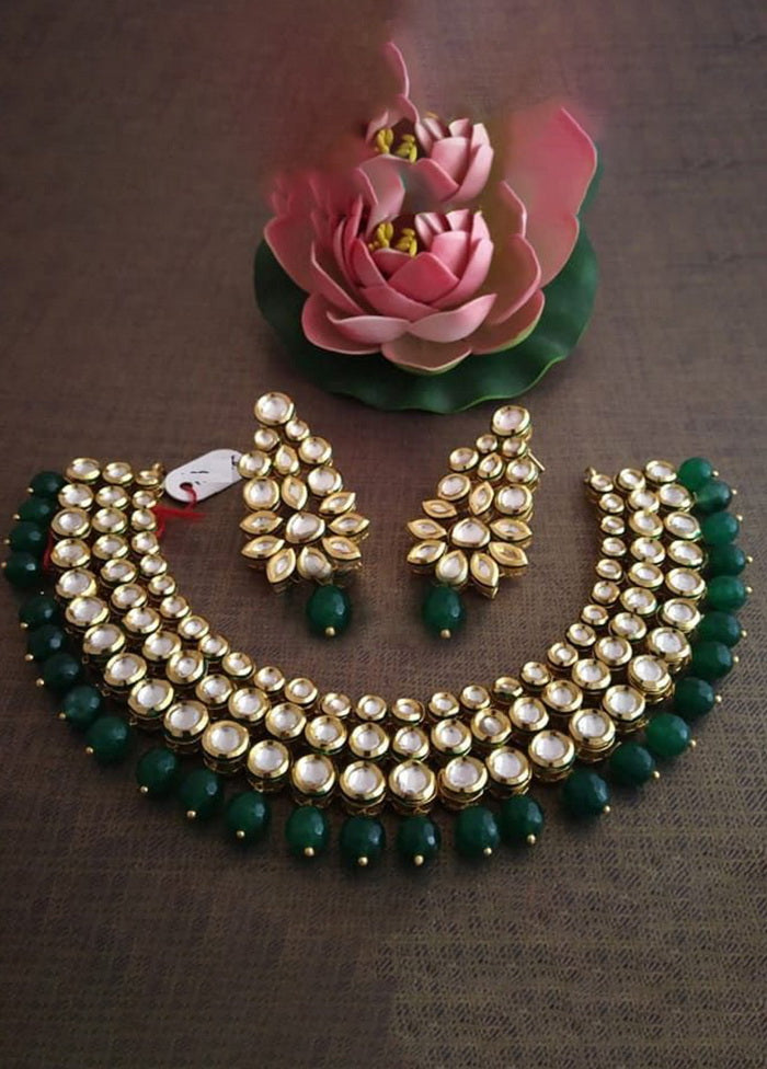 Hand Crafted Base Metal Alloy Gold Plated Kundan Stone Studded Jewellery Sets - Indian Silk House Agencies