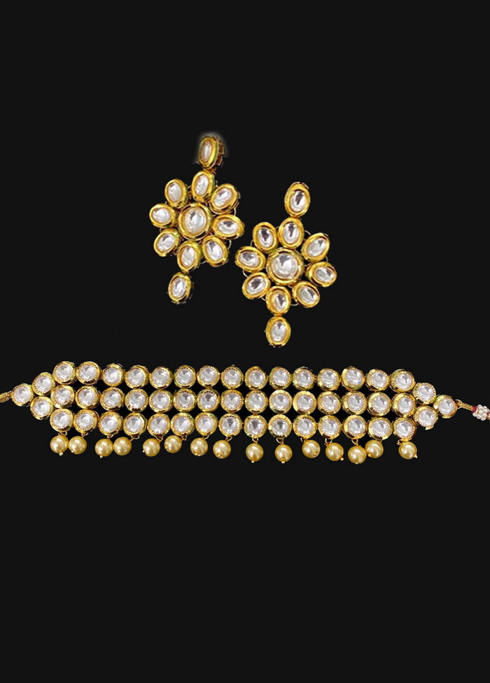 Hand Crafted Base Metal Alloy Gold Plated Kundan Stone Studded Jewellery Sets - Indian Silk House Agencies
