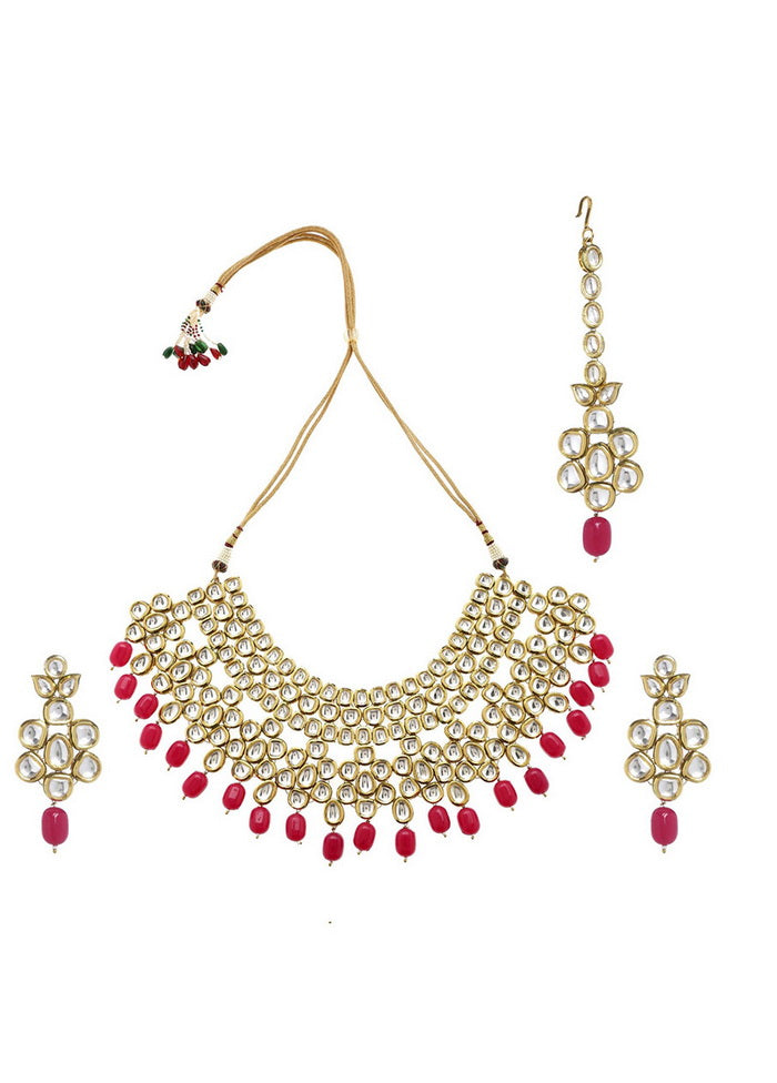 Hand Crafted Base Metal Alloy Gold Plated Kundan Stone Studded Jewellery Sets - Indian Silk House Agencies