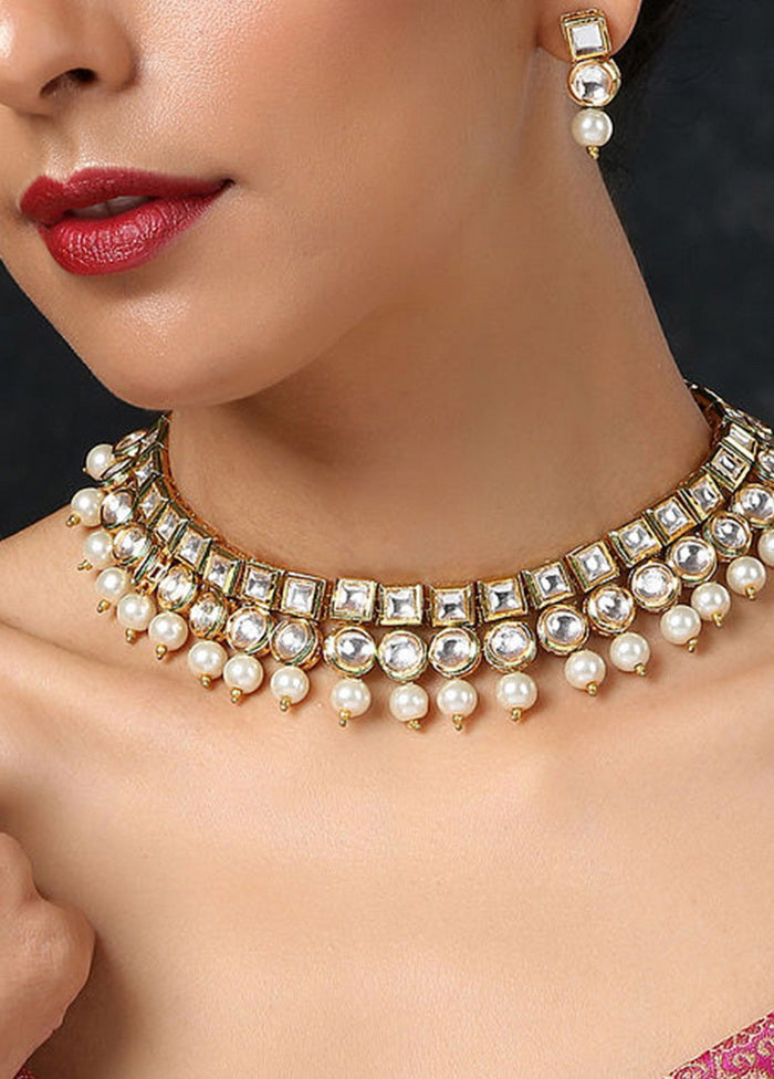 Hand Crafted Base Metal Alloy Gold Plated Kundan Stone Studded Jewellery Sets - Indian Silk House Agencies