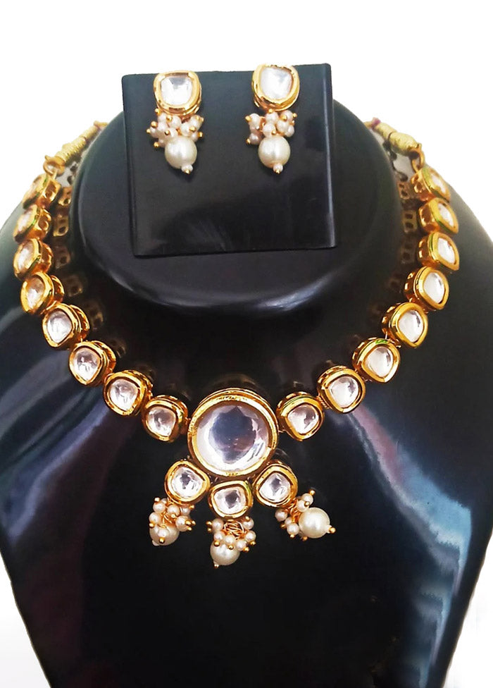 Golden Kundan Jewellery Set - Indian Silk House Agencies