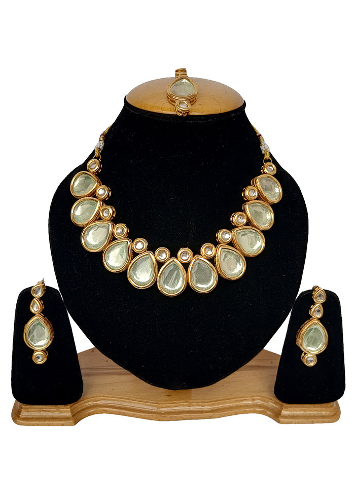 Gold Kundan Jewellery Set With Mangtika - Indian Silk House Agencies
