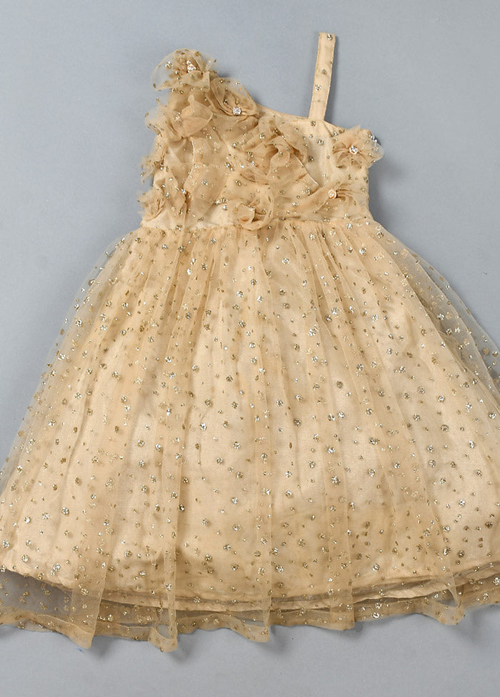 Golden Net Floral Pattern Gown - Indian Silk House Agencies