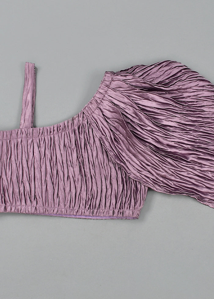 Lavender Cotton Pleated Work Lehenga Set - Indian Silk House Agencies