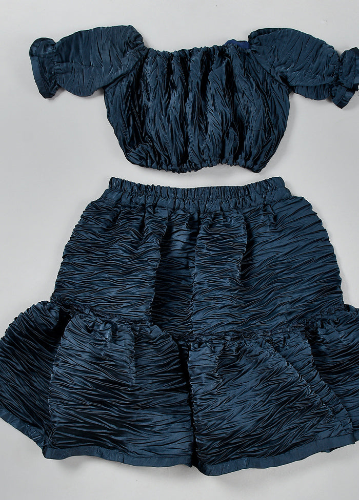 Navy Blue Cotton Tye Dye Skirt Top - Indian Silk House Agencies