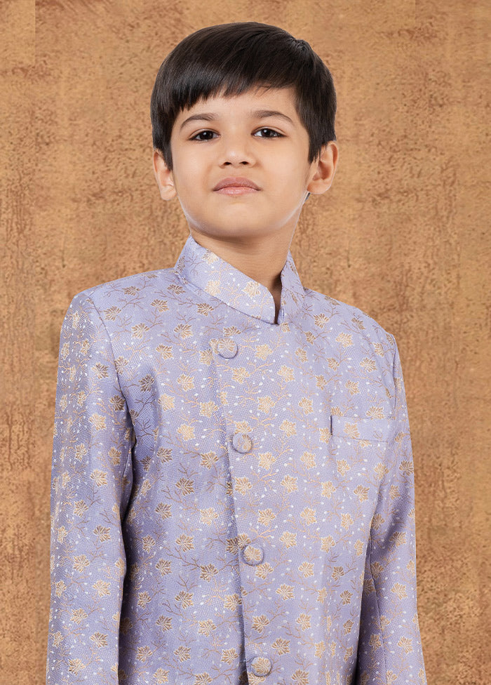 2 Pc Light Purple Dupion Silk Kurta Dhoti Set - Indian Silk House Agencies
