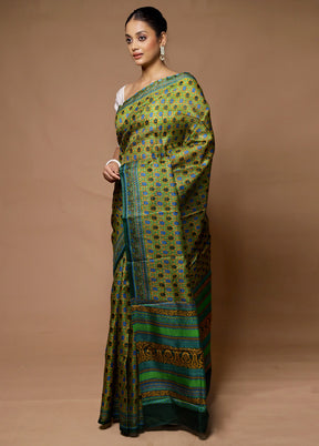 Multicolor Printed Silk Saree Without Blouse Piece