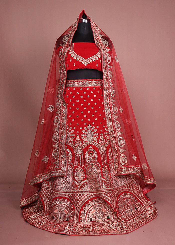 Red Pure SIlk Dupatta Lehenga Set